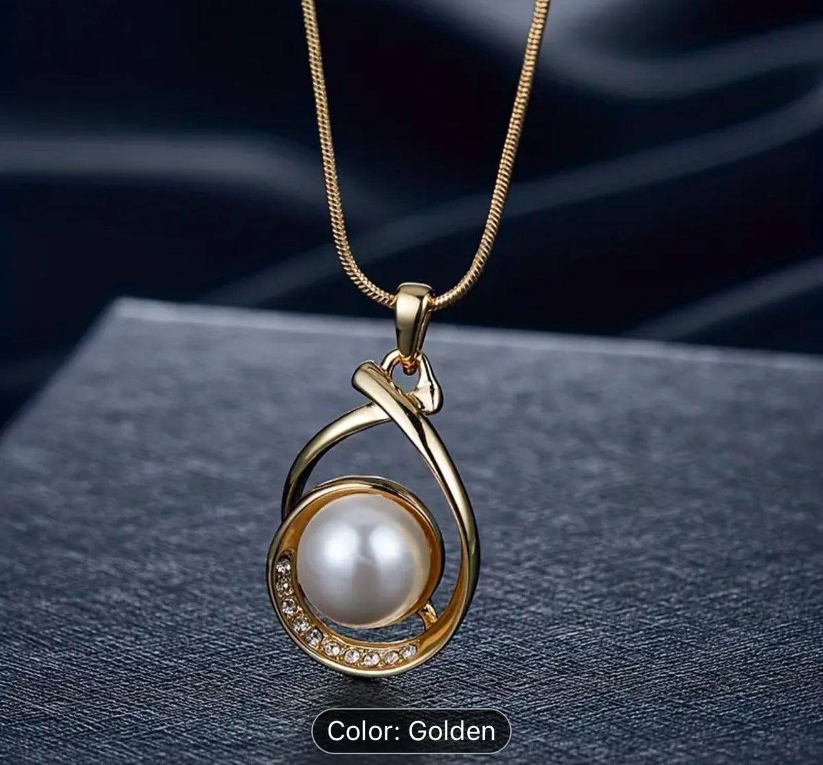 Three-dimensional Spiral Water Drop Faux Pearl Necklace Earrings Jewelry Set in Germany