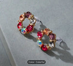 Women's Gold Plated Jewelry Set with Colorful Rhinestones & Hollow Circle Design in Germany