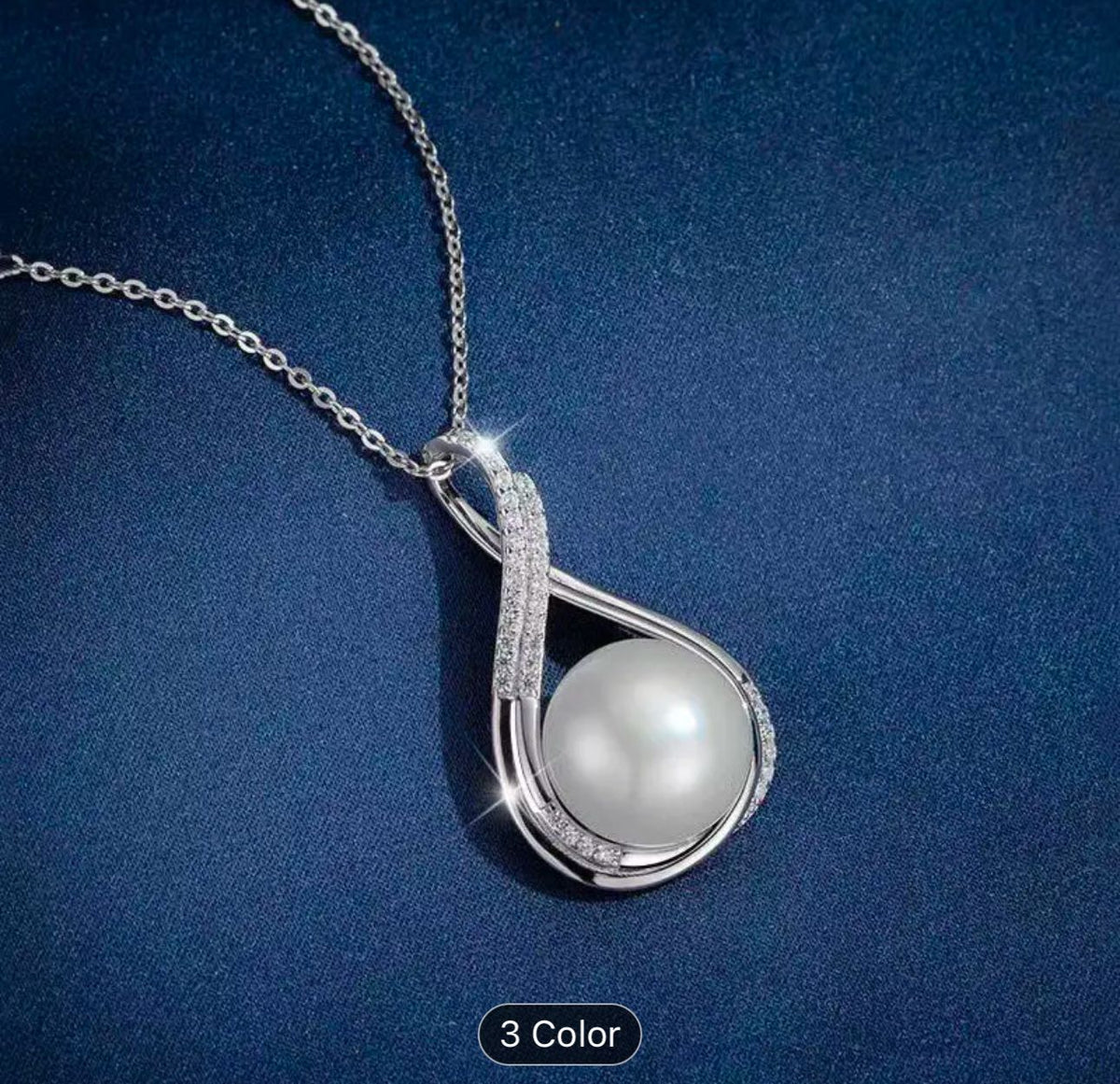 Sterling Silver Twisted Drop Pearl Necklace and Earrings set in Munich