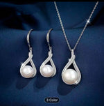 Sterling Silver Twisted Drop Pearl Necklace and Earrings set in Munich