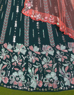 Embroidered Dark Green Silk Flared Style Lehenga in Germany