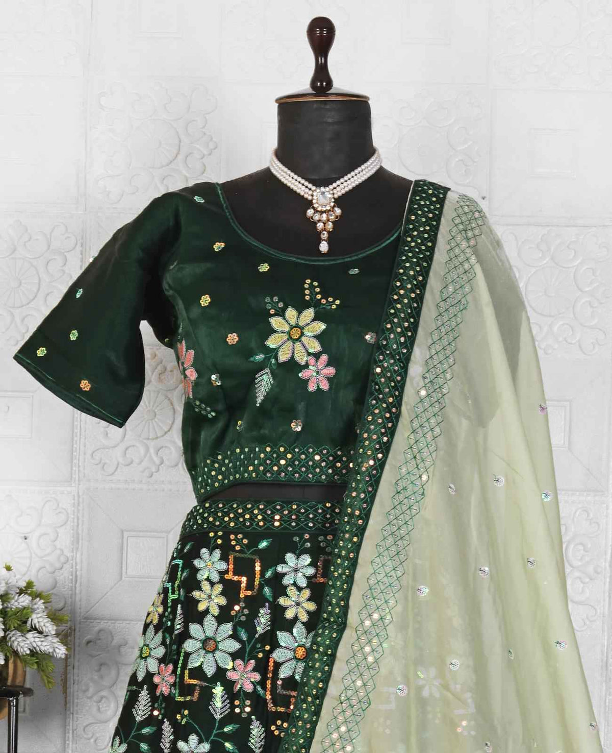 Gorgeous Green Color Georgette Sequence Work Lehenga in Munich
