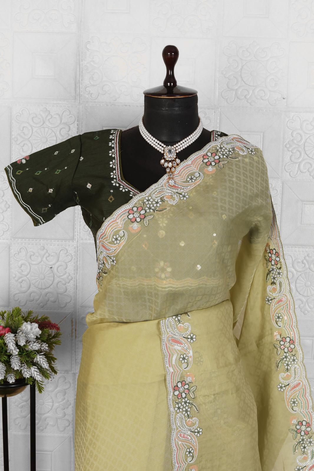 organza Embroidered Saree in Germany