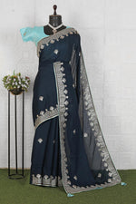 Beautiful organza saree with stitched blouse in Munich