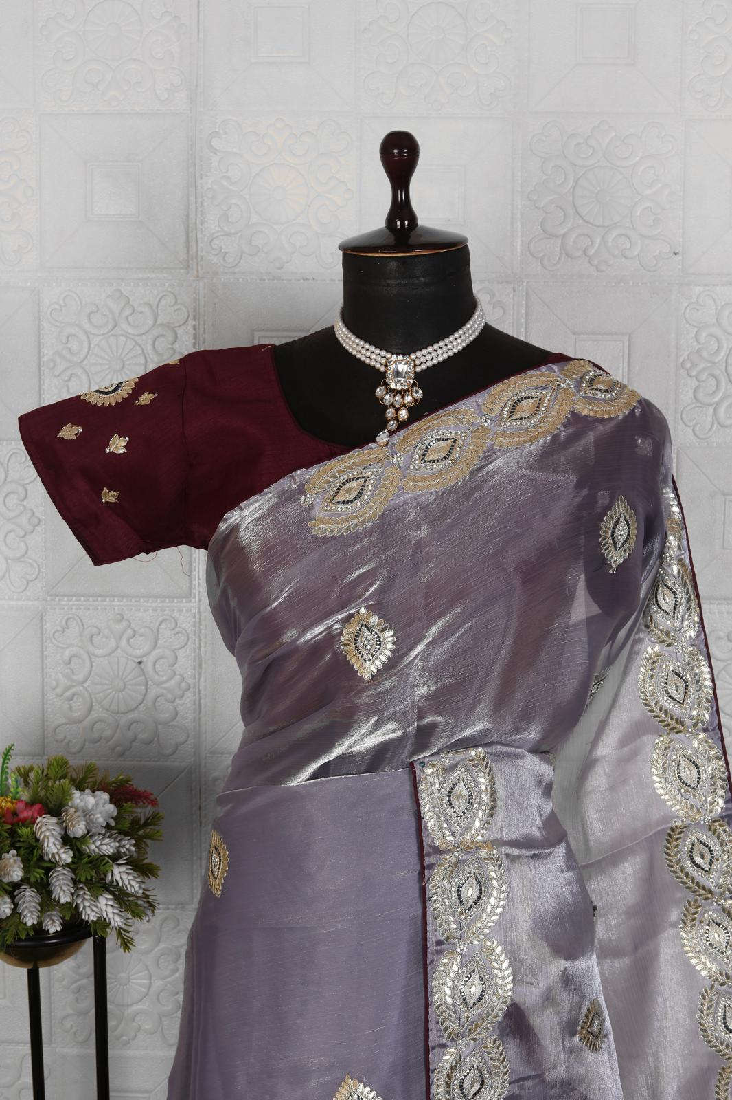 Lavender Embroidery Work Saree for women in Berlin