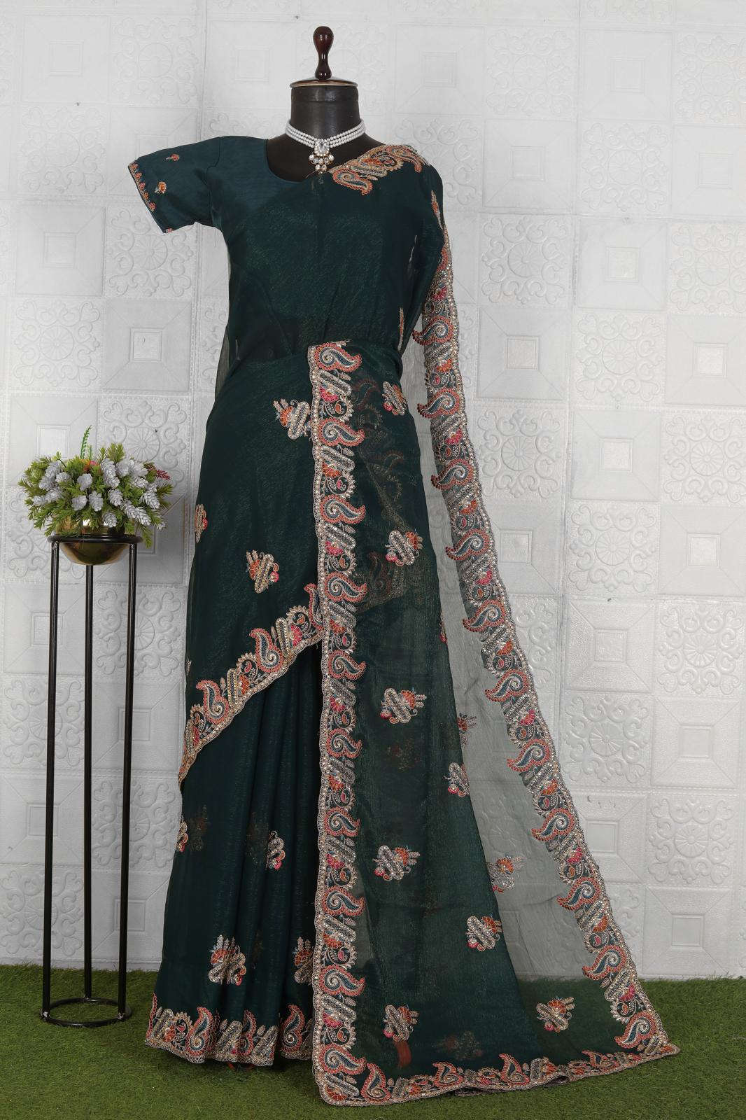 Trendy Embroidered Organza Saree in Germany