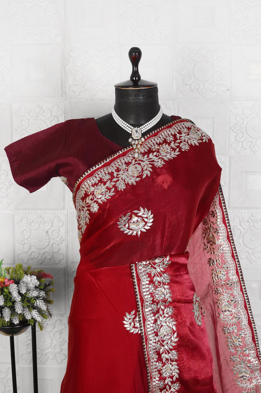 Beautiful Organza saree with stitched blouse in Munich