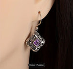Vintage Amethyst Square Dangle Earrings in Berlin