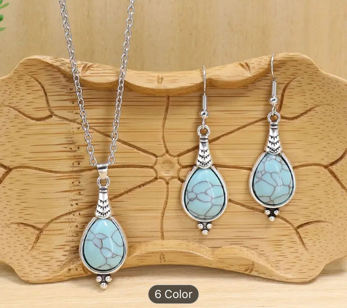 Bohemian Vacation Style Ancient Silvery Water Drop Shape Earrings in Germany