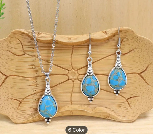 Bohemian Vacation Style Ancient Silvery Water Drop Shape Earrings in Munich