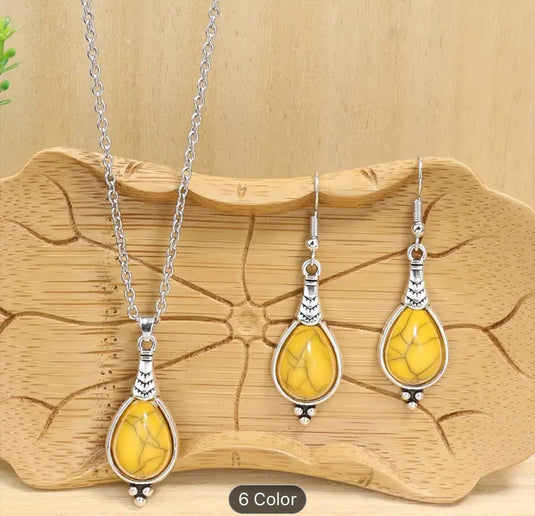 Bohemian Vacation Style Ancient Silvery Water Drop Shape Earrings in Munich