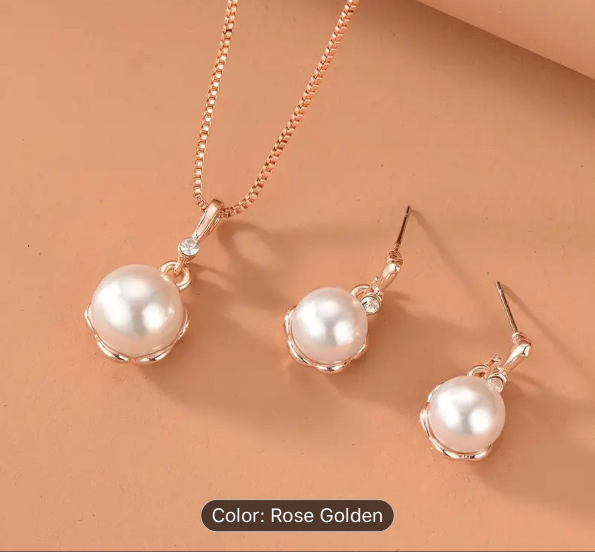 Faux Pearl Decor Necklace Drop Earrings in Germany