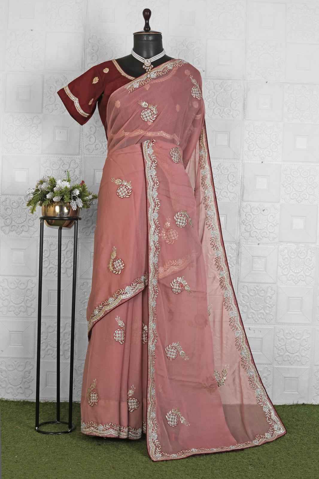 Chiffon Beautiful Embroided Saree in Germany