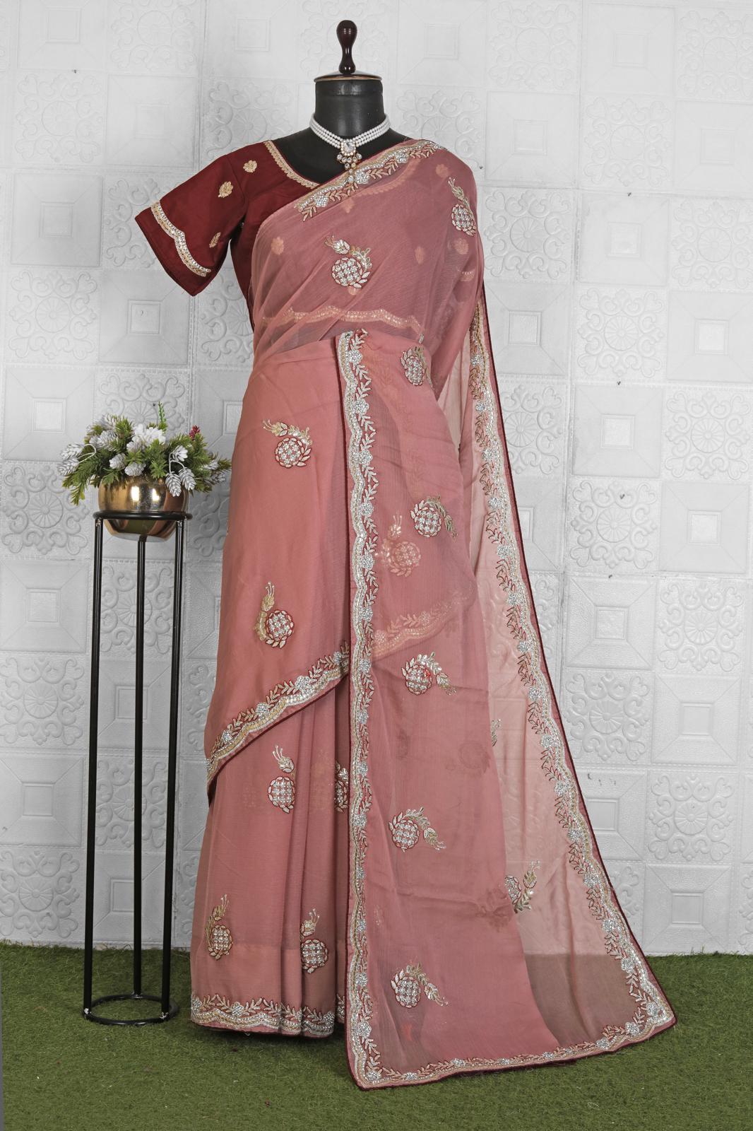 Chiffon Beautiful Embroided Saree in Germany