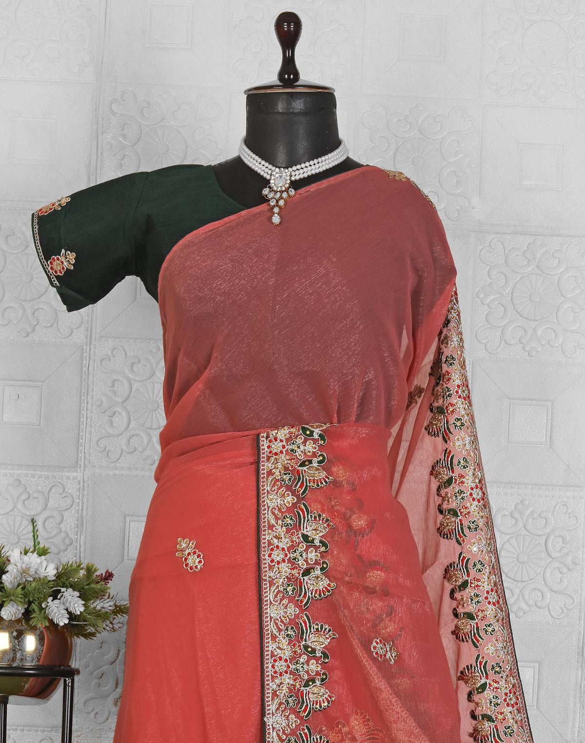 Chiffon Beautiful Embroided Saree in Germany
