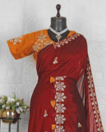 Embroidered Bollywood Silk Blend Saree in Munich
