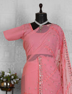 GEORGETTE  SAREE WITH MIRROR WORK WITH STITCHED BLOUSE IN BERLIN