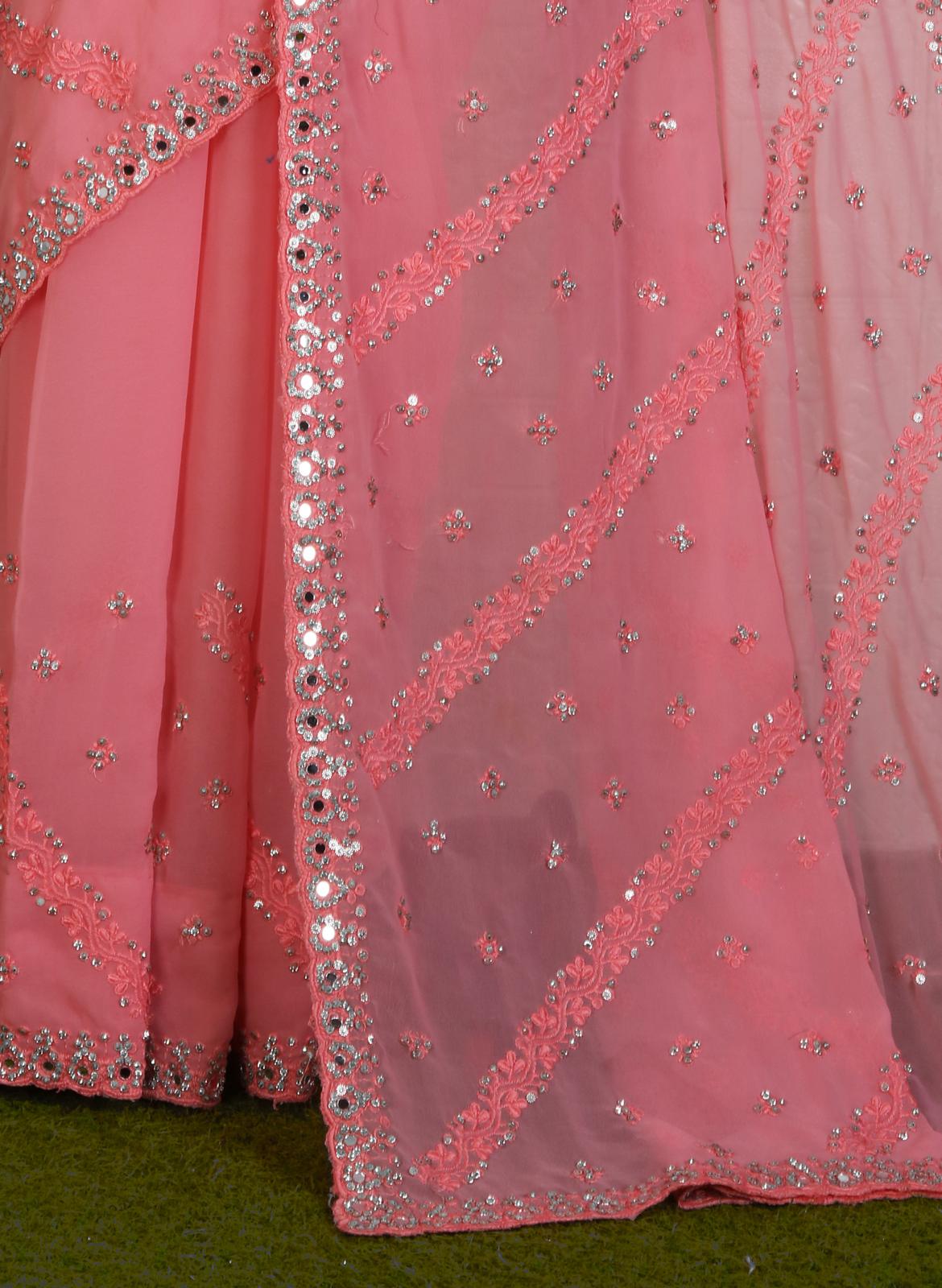 GEORGETTE  SAREE WITH MIRROR WORK WITH STITCHED BLOUSE IN BERLIN