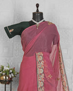 Pink Unique Embroidered Organza Saree in Munich