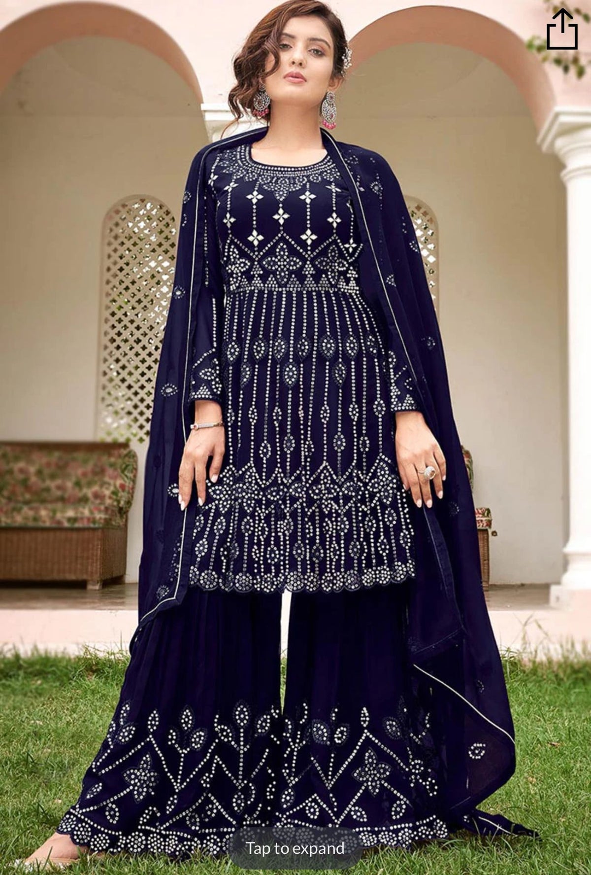 Sequins Embroidered Georgette Sharara Suit in Germany
