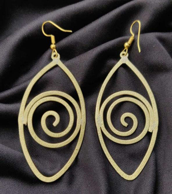 Brass Handmade Lightweight Hollow Spiral Earrings in Germany