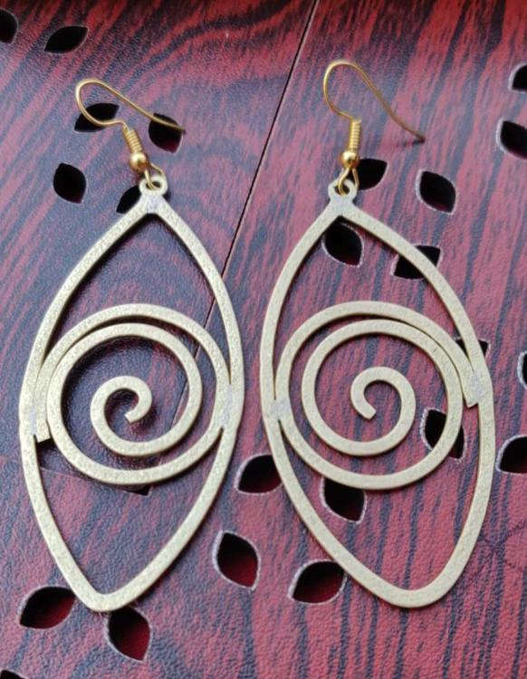 Brass Handmade Lightweight Hollow Spiral Earrings in Germany