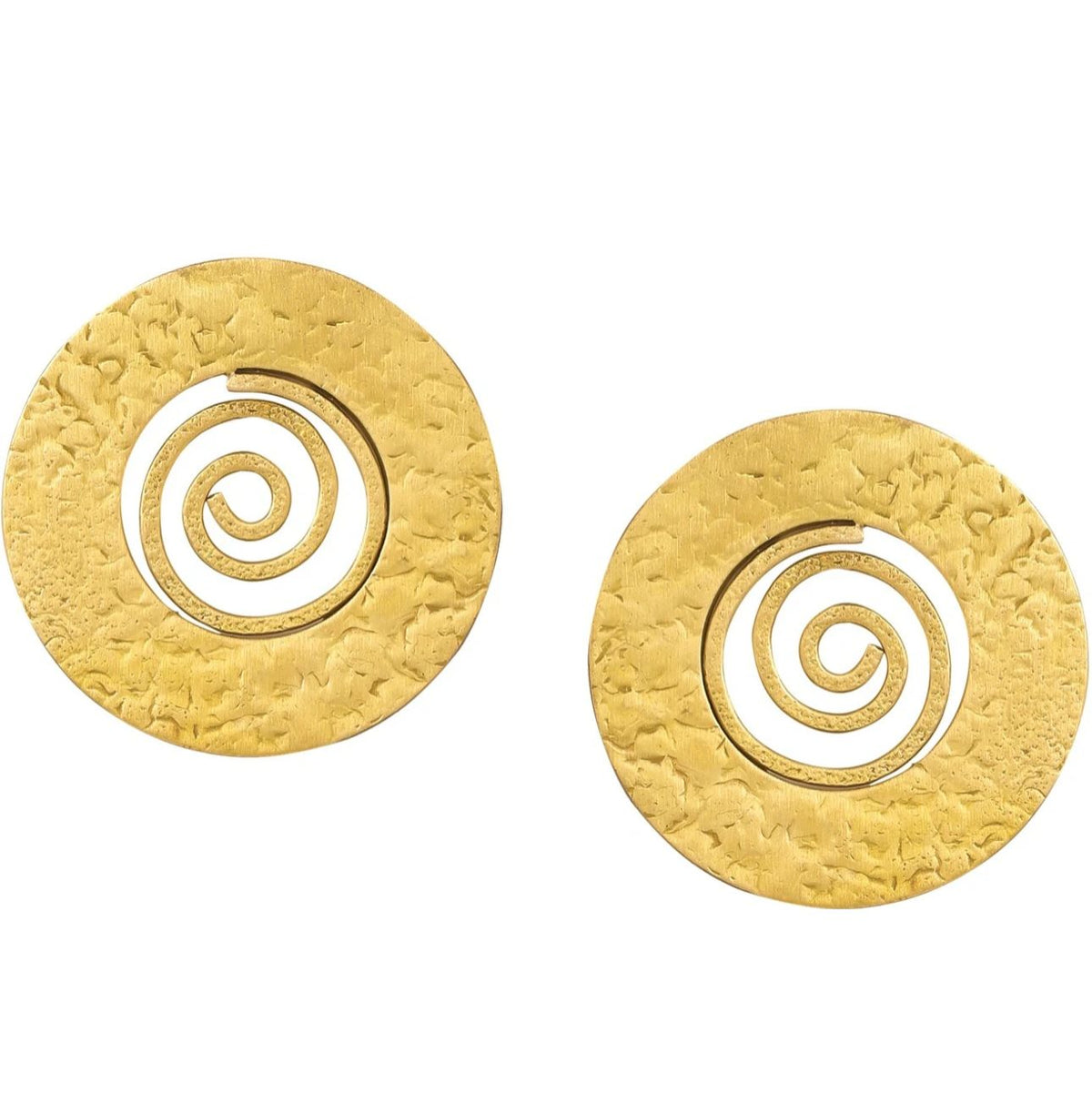 Brass Handmade Spiral Work Round Shape Stud Earring in Germany