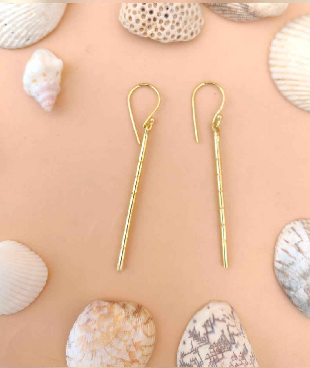 Handmade Brass stick design hook Earring in Berlin
