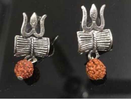 Trishul Damru with Rudraksha Dangler Light Weight Earring in Munich