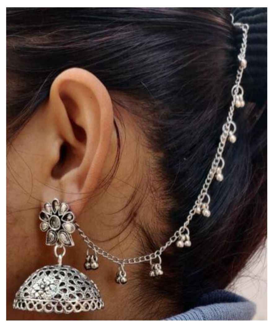 German Silver Earchain Stud Jhumki in Munich