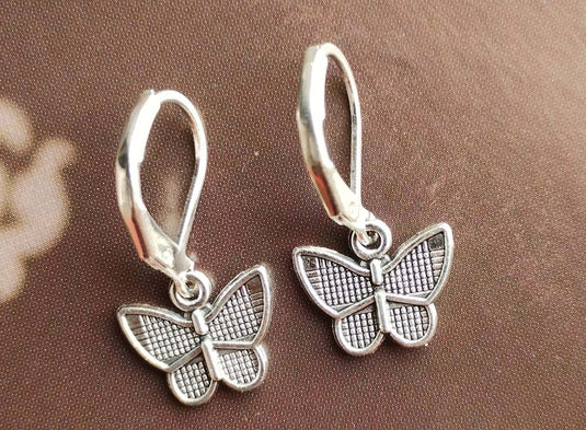 Butterfly Shape Charming Silver Charm Hoop Earrings in Germany