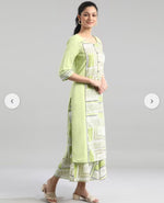 Printed Round Neck Cotton Flax Women Kurta Set in Germany