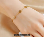 Gold-Plated Stainless Steel Hollow Rose Flower Chain Bracelet in Munich