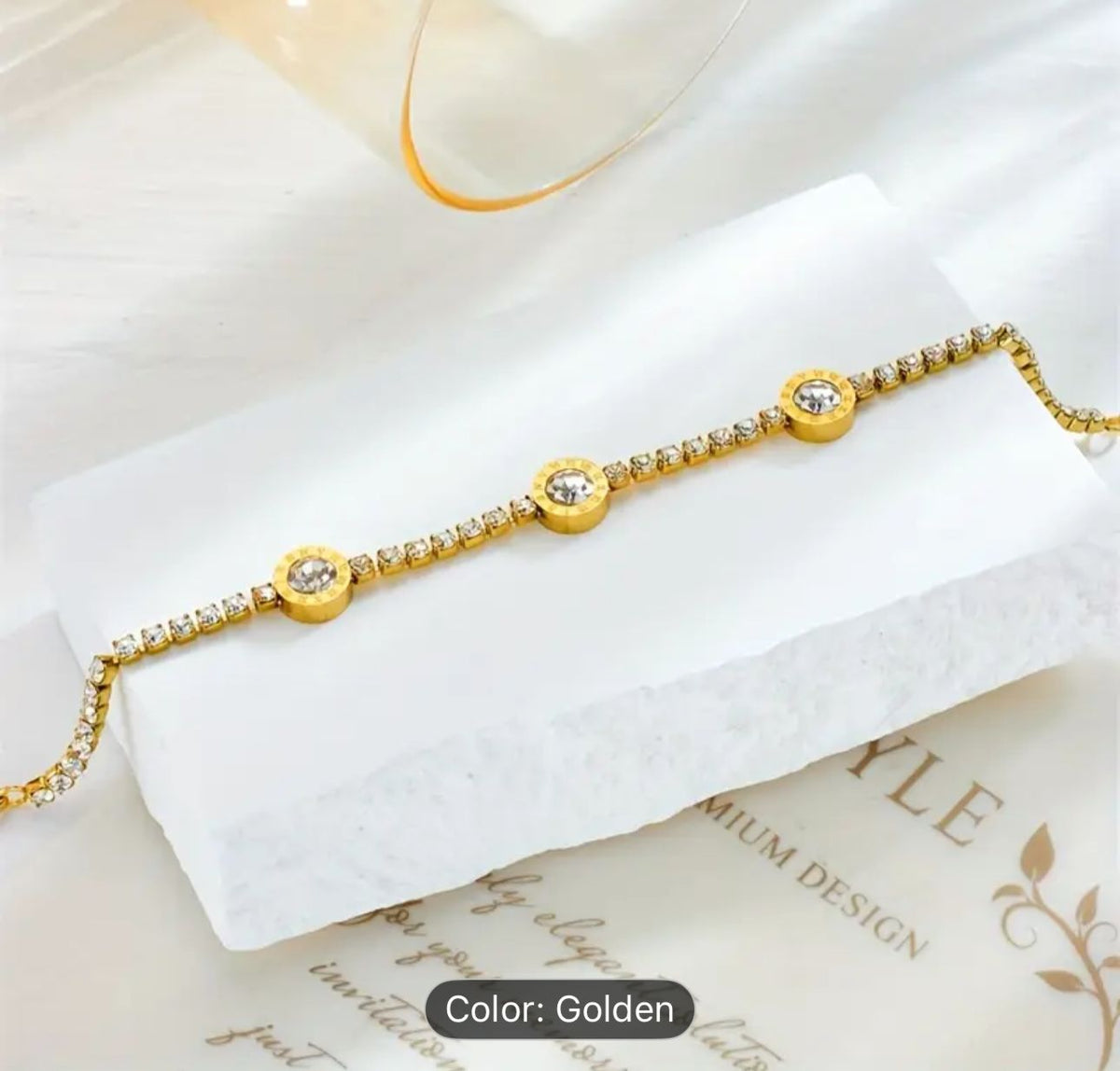 Round Zircon Pendant Square Diamond Titanium Steel Bracelet in Germany