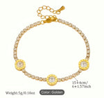 Round Zircon Pendant Square Diamond Titanium Steel Bracelet in Germany