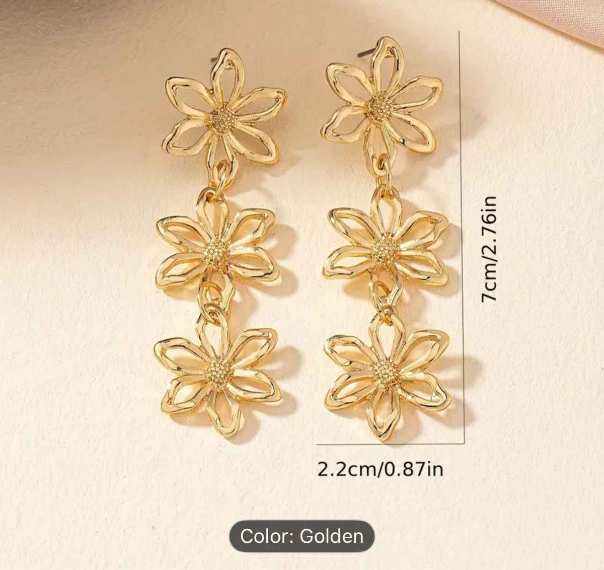 Golden Hollow Flower Design Long Dangle Earrings in Berlin