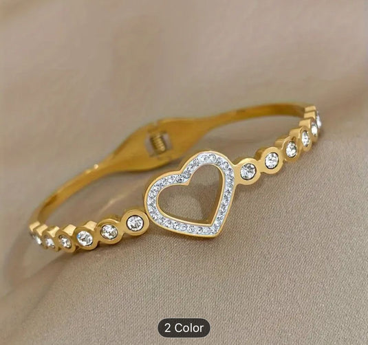 Heart Stainless Steel Gold Plated Couple Charm Bracelet in Berlin