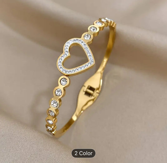 Heart Stainless Steel Gold Plated Couple Charm Bracelet in Berlin