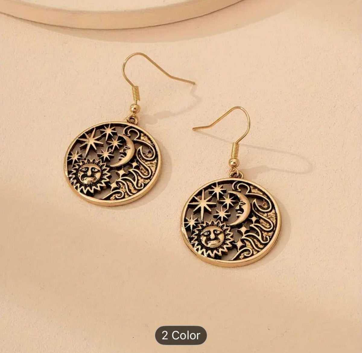 Sun and Moon Gold Metal Earrings in Munich