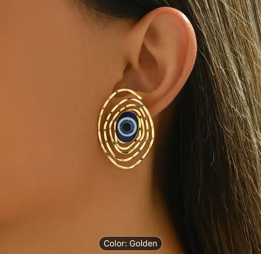 Spiral Line Evil Eye Earrings in Berlin