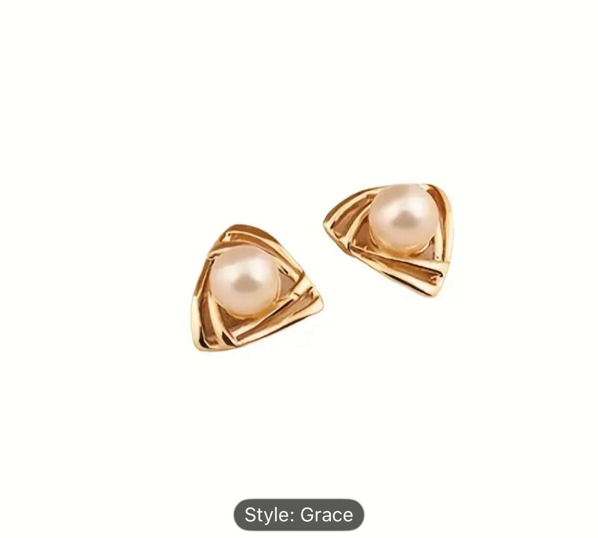 Hollow Triangle Gold Faux Pearl Decor Elegant Stud Earrings for Women in Germany