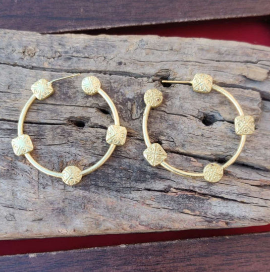 Modern Artistic Brass Handmade Round Shape Hoop Earring in Germany