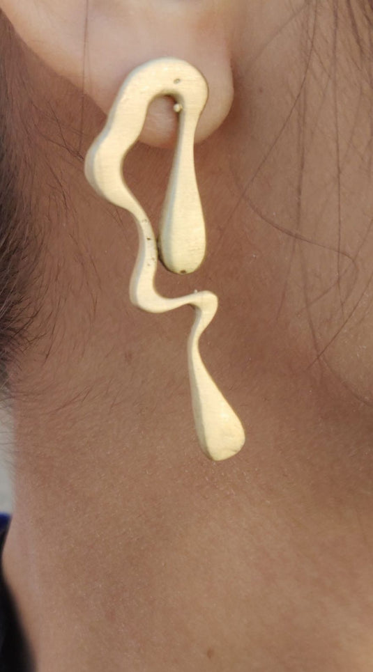 Contemporary Brass Handmade Gold Plated Earrings in Berlin