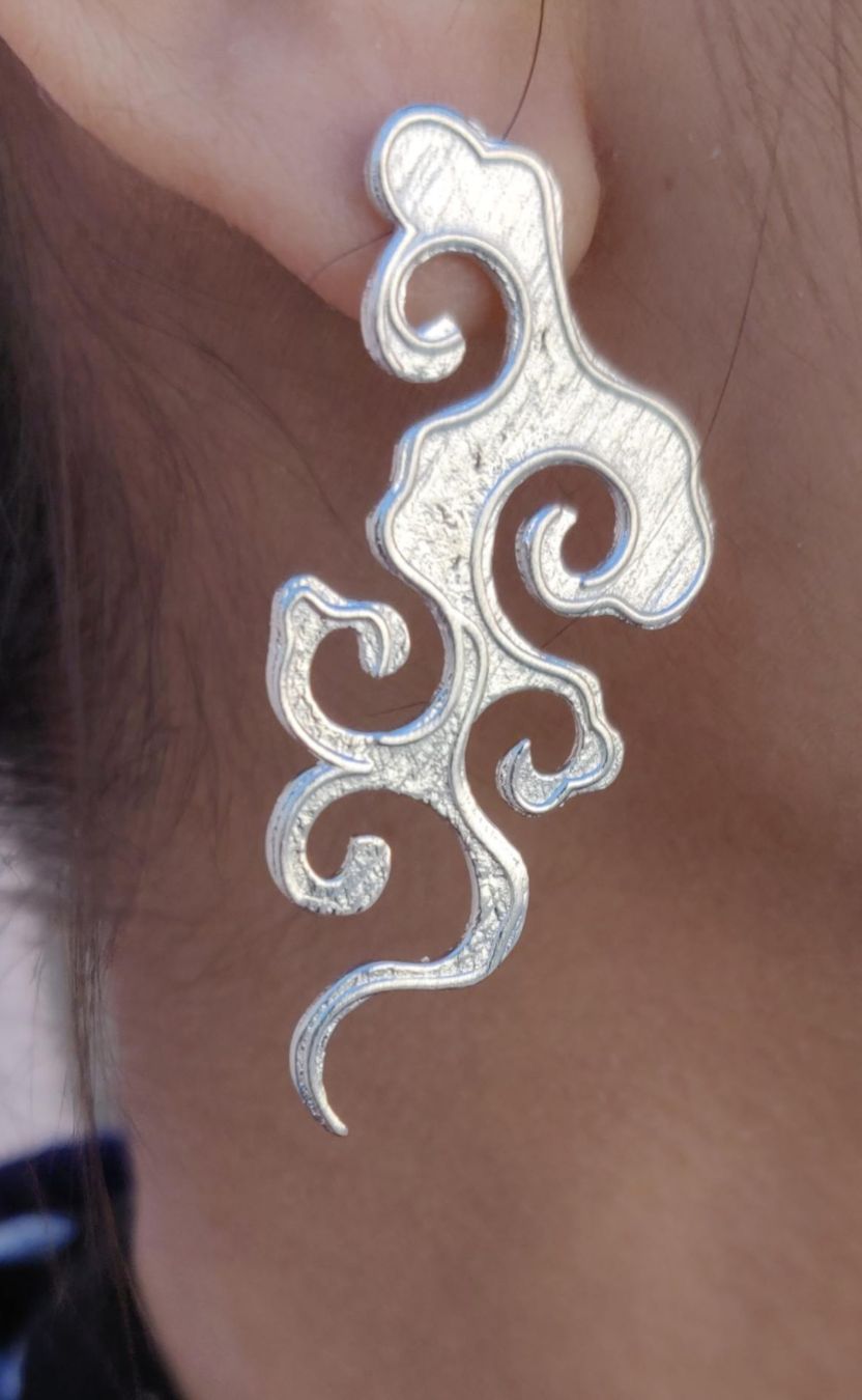 Handmade Brass Gold- Toned Cloud-Inspired Filigree Earrings in Germany