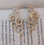 Handmade Brass Gold- Toned Cloud-Inspired Filigree Earrings in Germany