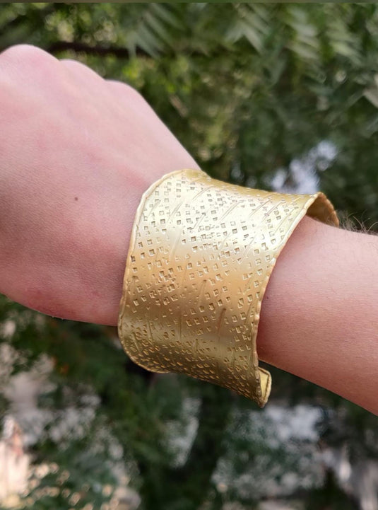 Handcrafted Brass Textured Adjustable Size Kada Bracelet for Women and Girls in Berlin