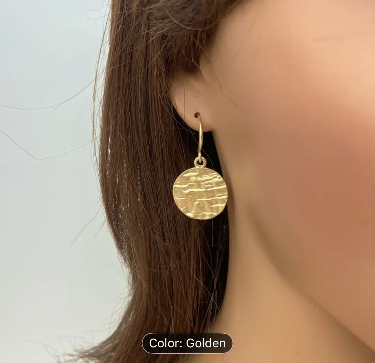 Vintage Boho Golden Tone Textured Disc Drop Earrings in Berlin