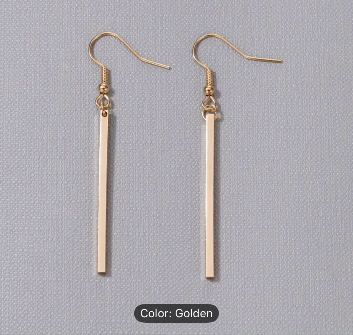 New Geometric Gold Colour Rectangle Drop Earrings in Berlin