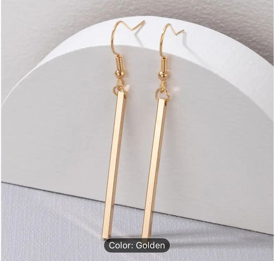 New Geometric Gold Colour Rectangle Drop Earrings in Berlin