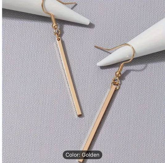 New Geometric Gold Colour Rectangle Drop Earrings in Berlin